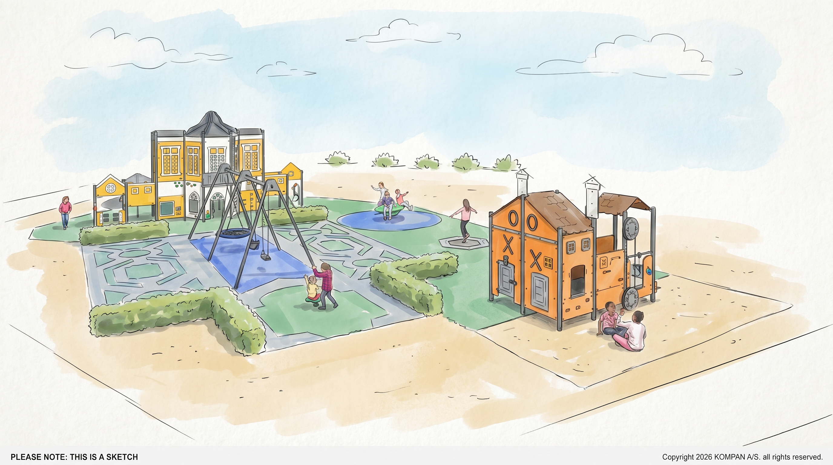 Illustration &ouml;ver ena omr&aring;det i generationsparken. 