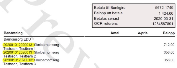 Urklipp exempel felaktig faktura